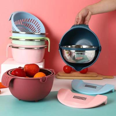 China Kitchen Multifunctional Vegetable and Fruit Strainer Filter Basket Stainless Steel Vegetable Cutting Sustainable Accessories Artifact for sale