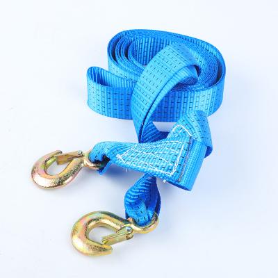 China Polyester Double nylon hawk hook strong trailer rope for vehicles 4 meters 5 tons car tow strap for sale