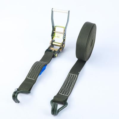 China Goods Transportation 2inch 3000kg Thickened army green lockable tie down strap cargo lashing belt heavy duty ratchet strap for sale