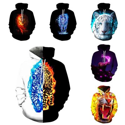 China New Cold Anti-wrinkle Men's Realistic Flame Animal Graphic 3D Printing Novelty Hoodie Pullover Sweatshirt With Front Pocket 2022 HYDW for sale