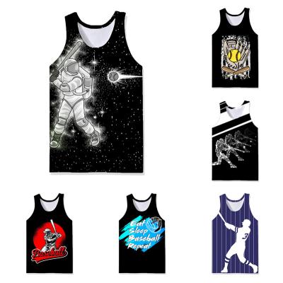 China New QUICK DRY Mens Tank Tops Printed Casual Stylish Sleeveless Custom Vest Gym Tank Tops Baseball Pattern Tank Tops Bq for sale