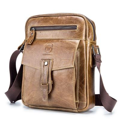 China Custom Logo Man Daily Business Designer Brand Genuine Leather Cross Casual Sling Bags Satchel & Body Messenger Bag For Men for sale