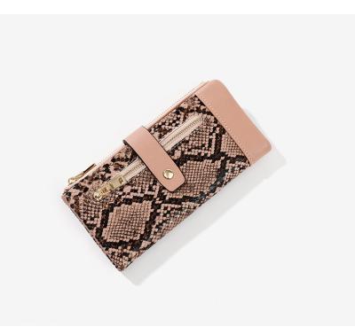 China New Design Fashion Large Capacity Zipper Large Capacity Women's Snakeskin Leather Wallet Long for sale