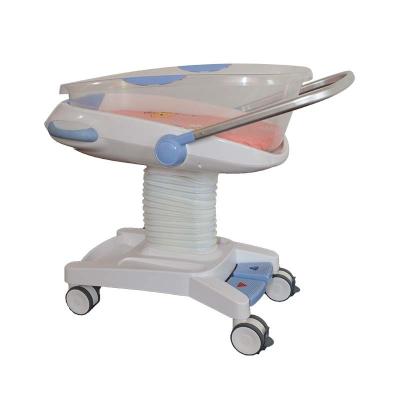 China Hot Sales Metal ABS Baby Bassinet for Hospital Baby for Newborn Infant Bed Trolley for sale