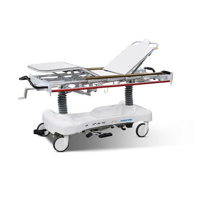 China Traditional Hospital Medical Hydraulic Emergency Trolley Patient Transfer Trolley Patient Transport Trolley Height Adjustable By Panel for sale