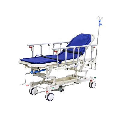 China Traditional Mobile Manual Hospital Patient Transfer Emergency Stretcher Trolley With Side Rails for sale