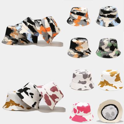 China Sun Protection 2021 Spring Sun Protection Summer Cow Print Bucket Hats Women Designer Women Sun Cap Cotton Hip Hop Female Fishermen for sale