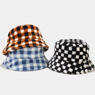 China Warm Female Sun Protection Fashion Faux Fur Winter Bucket Hats For Lady Outdoor Women Sunscreen Panama Sun Hat for sale