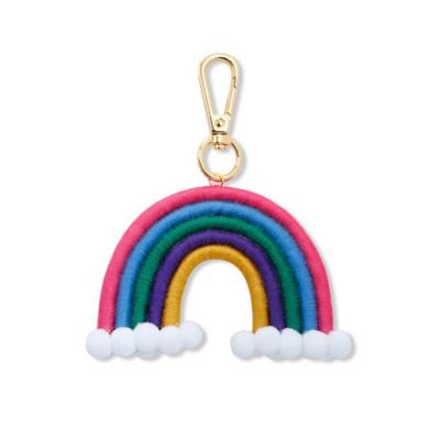 China Weaving Rainbow 2021 Metal Fashion Keychains For Women Tassel Keyring Accessories for sale