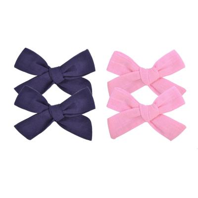 China 2pcs/set Fashion Cotton Solid Bows With Clip For Babies Boutique Handmade Hair Clip Hair Clip Barrettes Hair Acesssories for sale