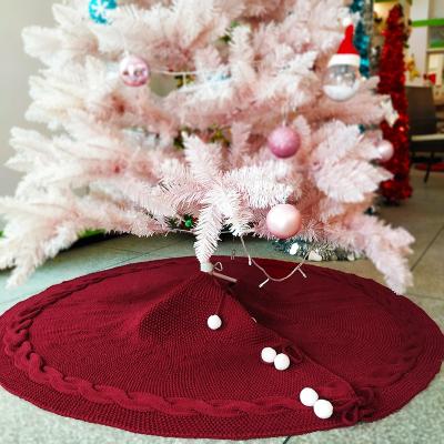 China Soft Dark Red Knit Acrylic Christmas Tree Skirt at Christmas House Ornament for sale