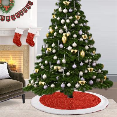 China Soft Classic Plush Snowflake Christmas Tree Tanned Red Skirt At Indoor Christmas Decorations for sale