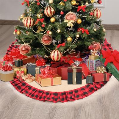 China Classic Batiste Soft 4 Plaid Christmas Tree Skirt For Christmas Tree Bottom Decorations for sale