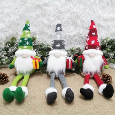 China Great performance; Creative Christmas Santa Stuffed Gnome Faceless Holiday Decoration Doll with Long Knitted Legs for sale