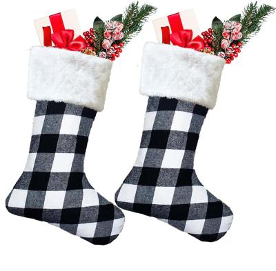 China Great performance; High quality ; Classic Christmas Atmosphere Plaid Plush Christmas Socks For Xmas Holiday Decorations Supplies for sale