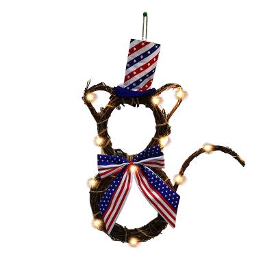 China Great performance; creative glowing circle of cat rattan with bow on hat for fourth of july decoration for sale