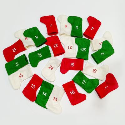 China Large Performance White Red Green Red Green Polyester 24 Socks Countdown Calendar Banner Christmas Decoration for sale