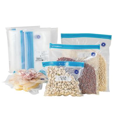 China Food Vacuum Zipper Bags Transparent Reuseable For Rice And Bean Storage Te koop