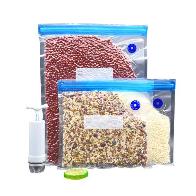 China Reusable Freshsaver Zipper Bags Nuts Beans Vacuum Seal Bag With Zipper en venta