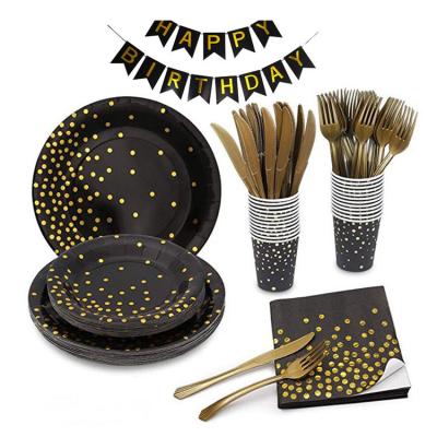 中国 Custom Design Golden Knife Fork Spoon Paper Towel Decoration Party Set 販売のため