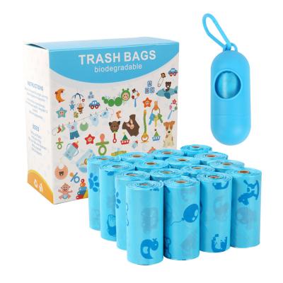 China Custom Printed Blue Biodegradable Plastic Bag Extra Thick And Strong For Pet Poop With Dispenser zu verkaufen