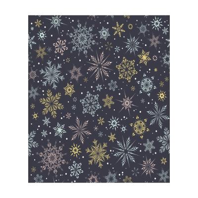 China Black Navy Blue Wrapping Tissue Paper Birthday Christmas Snowflake Printing Gift Wrapping Paper Packaging en venta