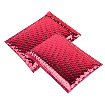 China Metallic Foil Red Custom Logo Padded Bubble Envelopes Shipping Packaging Christmas Bubble Mailer for sale