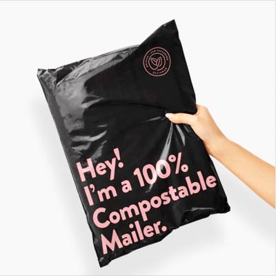 China Big Eco Friendly Poly Mailing Bag Packaging Black Biodegradable Compostable zu verkaufen