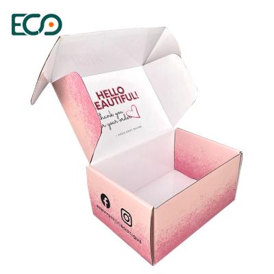 China Baby Pink Corrugated Mailer Box Logo Printing Paper Shipping Box With Shiny Glossy for sale