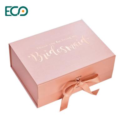 China Bow Silk Folding Gift Luxury Box Gold Stamping Logo Ready To Ship Gift Package Box for sale