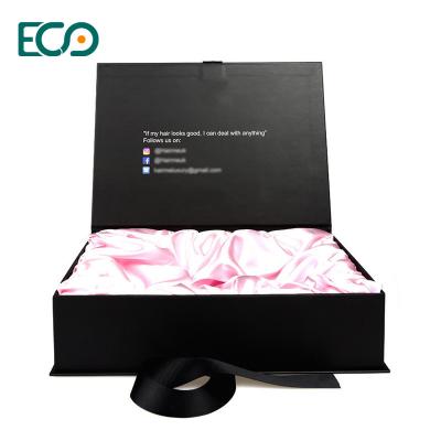 Китай Wholesale Custom LOGO Luxury Wig Boxes Bundle Hair Extension Packaging rigid Box with Silk Insert продается