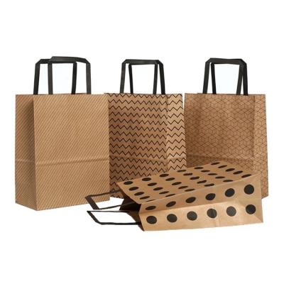 China Black And White Dot Pattern Design Shopping Bag Kraft Brown Paper Bag With Flat Handle à venda