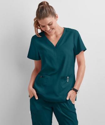 China Wholesale Breathable And Comfortable Reusable 100% Cotton Split Jogger Scrub Set With Zippers Nurses Scrub Set Uniforms Women Scrub Sets for sale