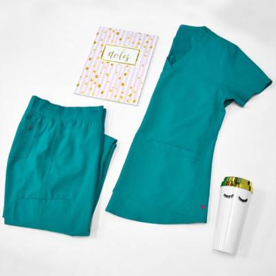 China Breathable and Comfortable Unisex V-Neck Reusable 100% Cotton Slit Scrubs Set Medical Uniform - Women and Men Nursing Scrubs Tops and Pants Set Workwear for sale