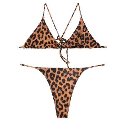 China Plus Size 2021Hot Selling On Amazon Custom Made Leopard Print Bikini Girls Swimwear for sale