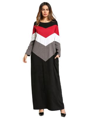 China Islamic Knee Length Dress Pocket Casual Loose Geometric Long Abaya Skirt For Muslim Women S-2XL for sale