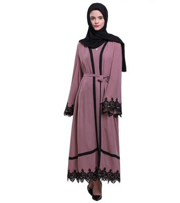 China Fashion Purple Lace Up Abaya Dress Office Wear Dress Designs Indonesia Muslim Dress For Women Clothing S-2XL for sale