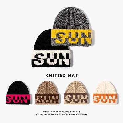 China Sunborry COMMON Wholesale Custom Logo Recycled Cashmere Women Men Girls Warm Jacquard Knitted Hats Winter Beanie Knitted for sale