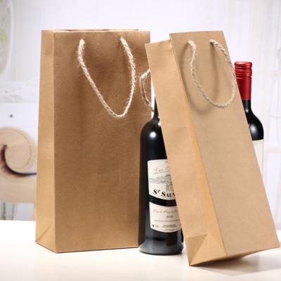 China Handmade Commonly Used Reinforced Paper Handles Craft Bag For Wine Packaging for sale