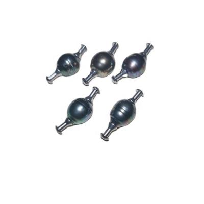 China Fashionable 9-11mm Flaw SeawaterTahitian Black Pearl Bead With Pins For Silicone Bracelet Accessory for sale