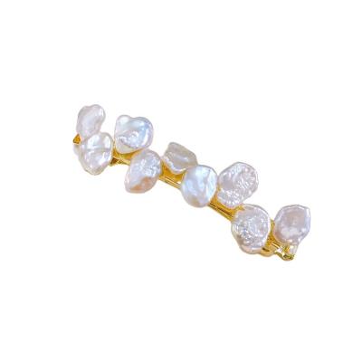 China Elegant Elegant Petal 14K Gold Plated Baroque Natural Freshwater Hair Clips for sale