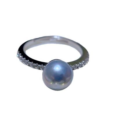 China CLASSIC 7-8mm Perfectly Round Women's Handmade Akoya Seawater Pearl Rings Jewelry Gift for sale