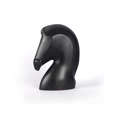 China Minimalist Creative Carving Horse Heads Abstract Art Supplies Maker Statue Business Gift Solid Wood Home Decor for sale