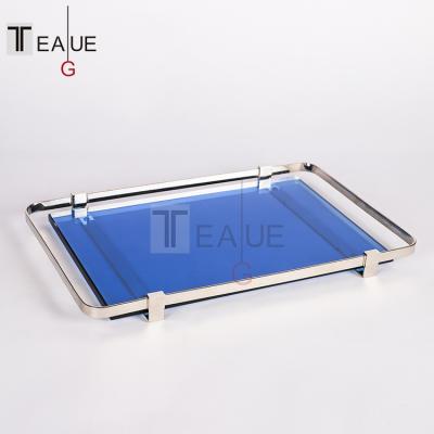 China Minimalist Nordic Style Ornaments Study Office Decoration TV Cabinet Metal Glass Tray for sale