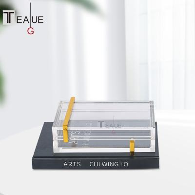 China Factory Direct Selling Art Abstract Yellow And White Color Minimalist Acrylic Desktop Creative Box Ornament for sale