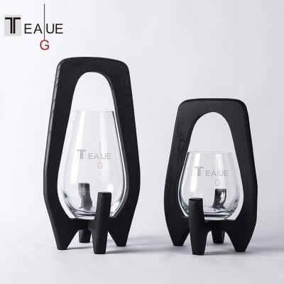 China Desktop Minimalist Creative Glass Wood Ornaments New Product Geometric Simple Modern Vase for sale