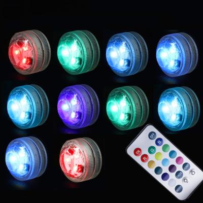 China Party Decoration Lighting IP65 RGB 3cm LED Party Submersible Remote Tea Controller Light Wedding Holiday Party Decoration Waterproof Lighting for sale