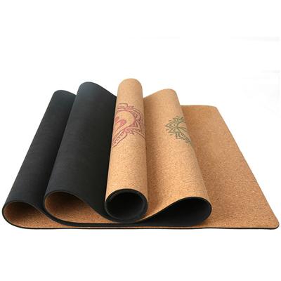 China Yoga Exercises Mat Professional Line High Density Foldable Rubber Cork Yoga Mat With Fitness Position for sale