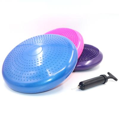 China Hot Selling Yoga Exercise 34cm Diameter Inflated Stability Shimmy Cushion Extra Thick Balance Disc With Hand Pump for sale