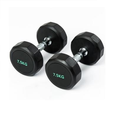 China Universal High Quality Gym Accessories Dodecagonal Head Rubber Dumbbell For Gym for sale